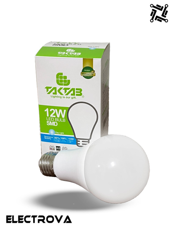 لامپ فوق کم مصرف اس ام دی 12 وات تک تاب مدل حبابی پایه E27