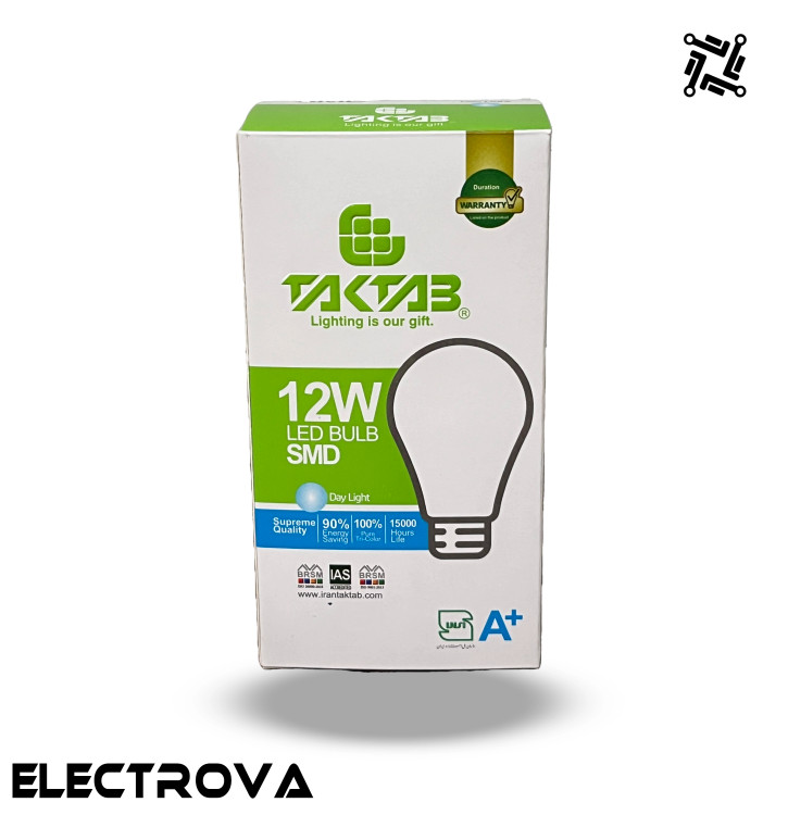 لامپ فوق کم مصرف اس ام دی 12 وات تک تاب مدل حبابی پایه E27