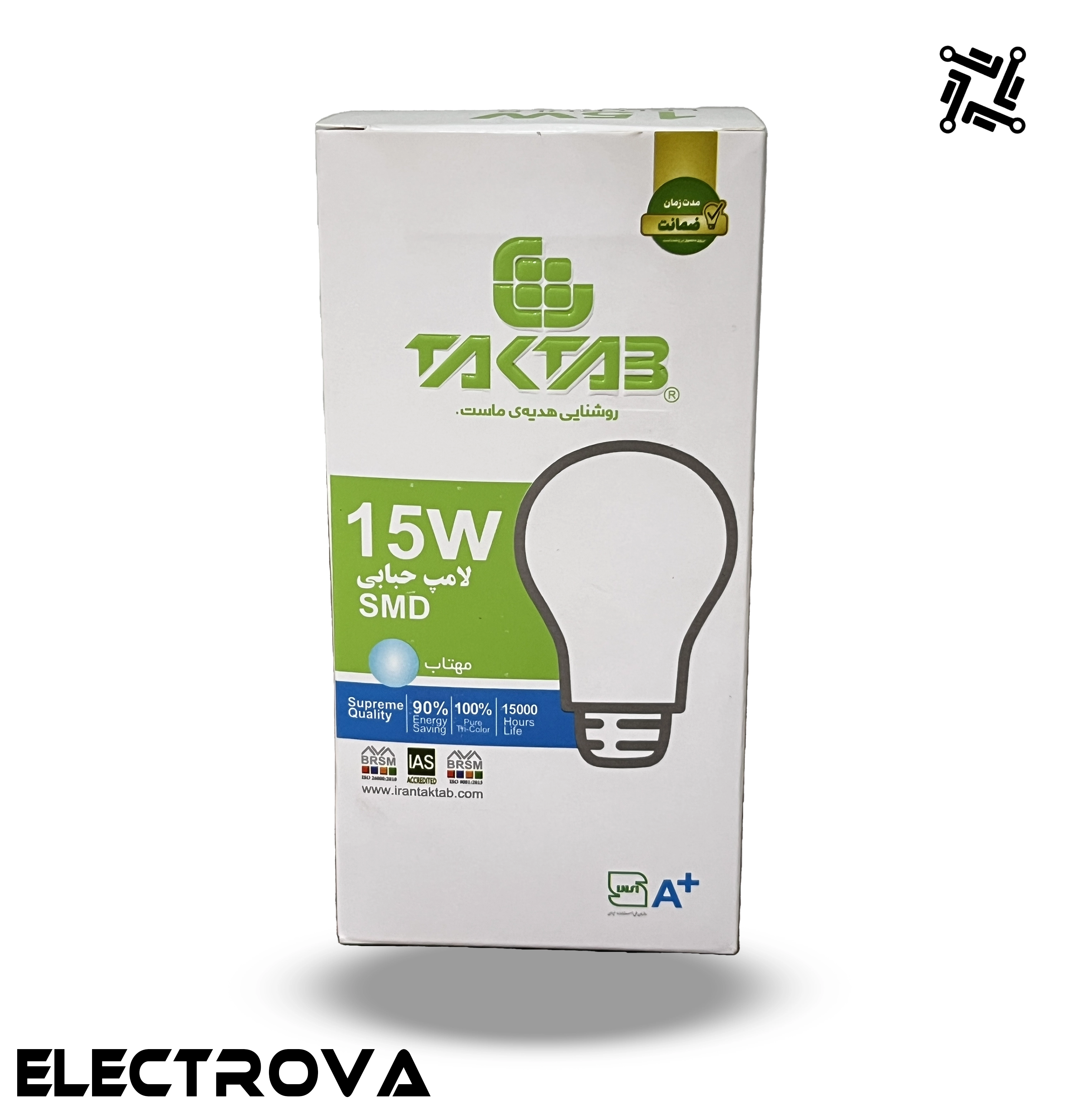 لامپ 15 وات SMD تکتاب مدل حبابی پایه E27