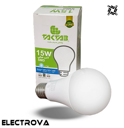لامپ 15 وات SMD تکتاب مدل حبابی پایه E27