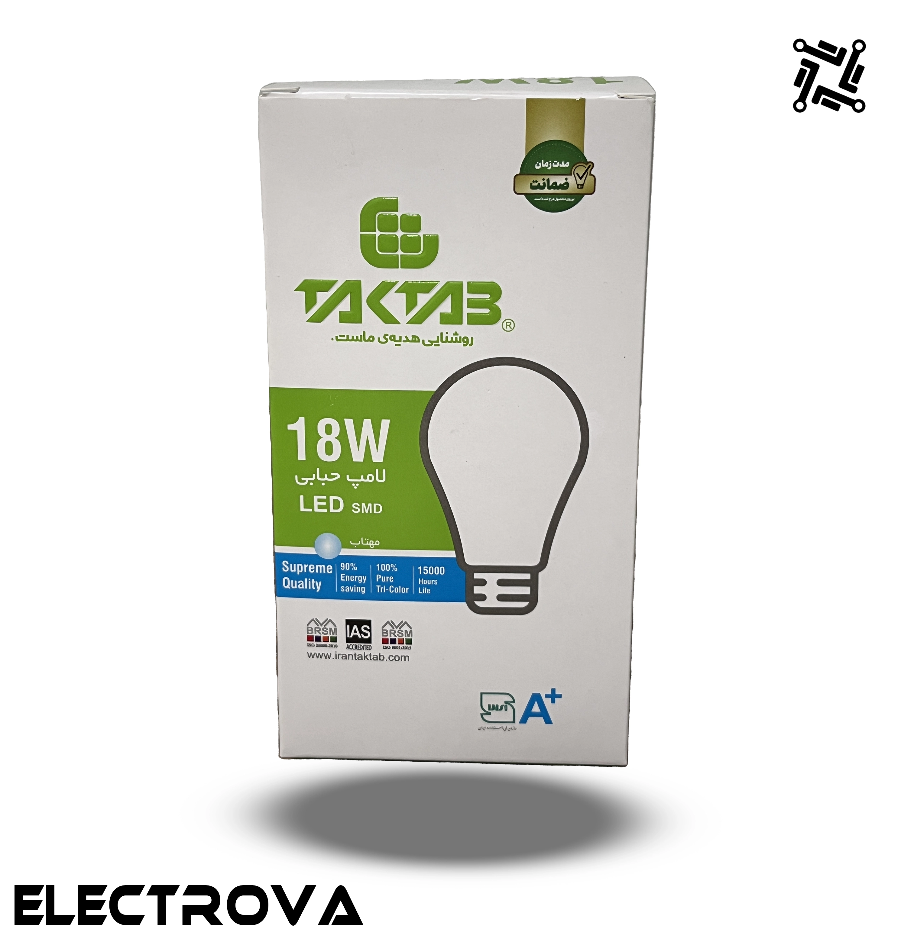 لامپ 18 وات SMD تکتاب مدل حبابی پایه E27