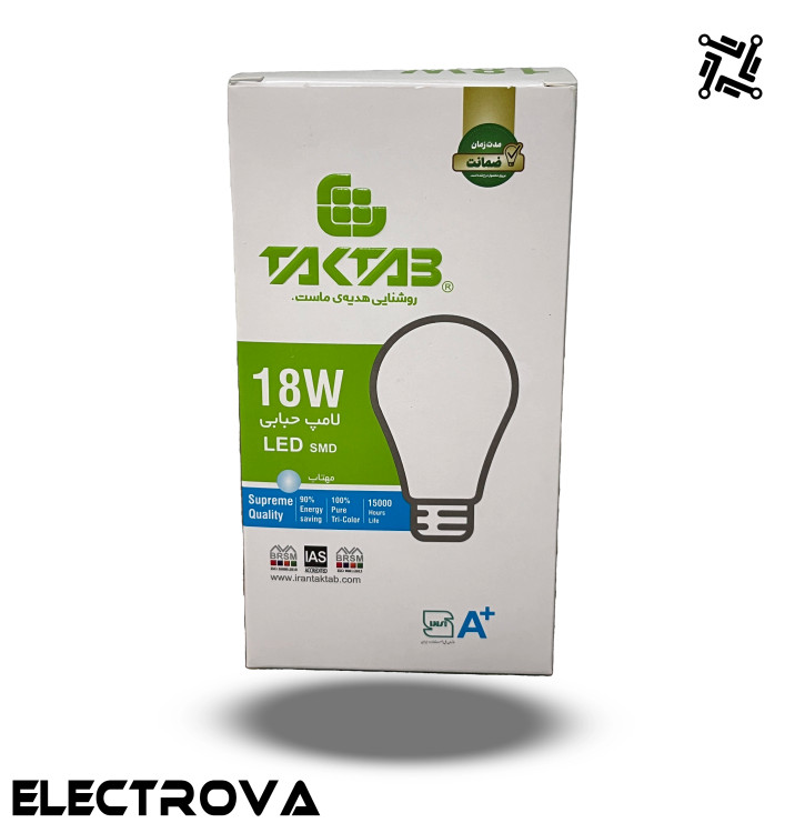 لامپ 18 وات SMD تکتاب مدل حبابی پایه E27