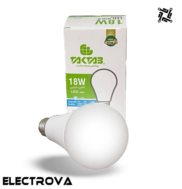 لامپ 18 وات SMD تکتاب مدل حبابی پایه E27
